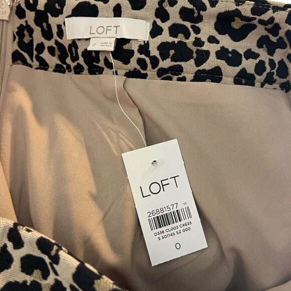 Loft‎ 0 Leopard Print A-Line Mini Skirt Black Tan Animal Print Cheetah Stretch - Picture 5 of 6